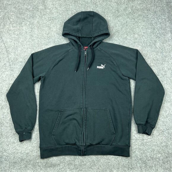 Puma Hoodie Mens‎ Small Black Full Zip Hooded Sweatshirt Jacket Spellout Logo - Picture 1 of 15